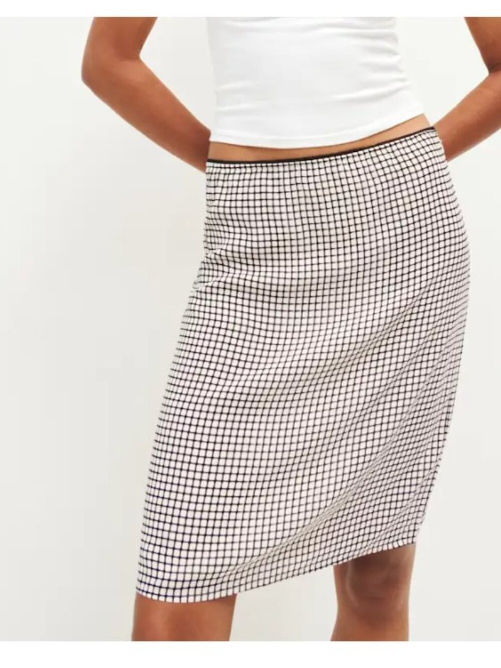 Reformation Black and White Check A-Line Skirt